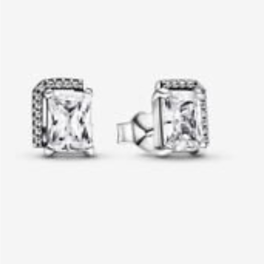 Pandora Rectangular Sparkling Halo Stud Earrings - image 1